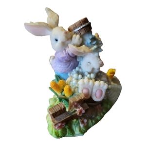 Vtg Easter Bunny Rabbit Statue Figurine Resin Bubble Bath Wash Tub